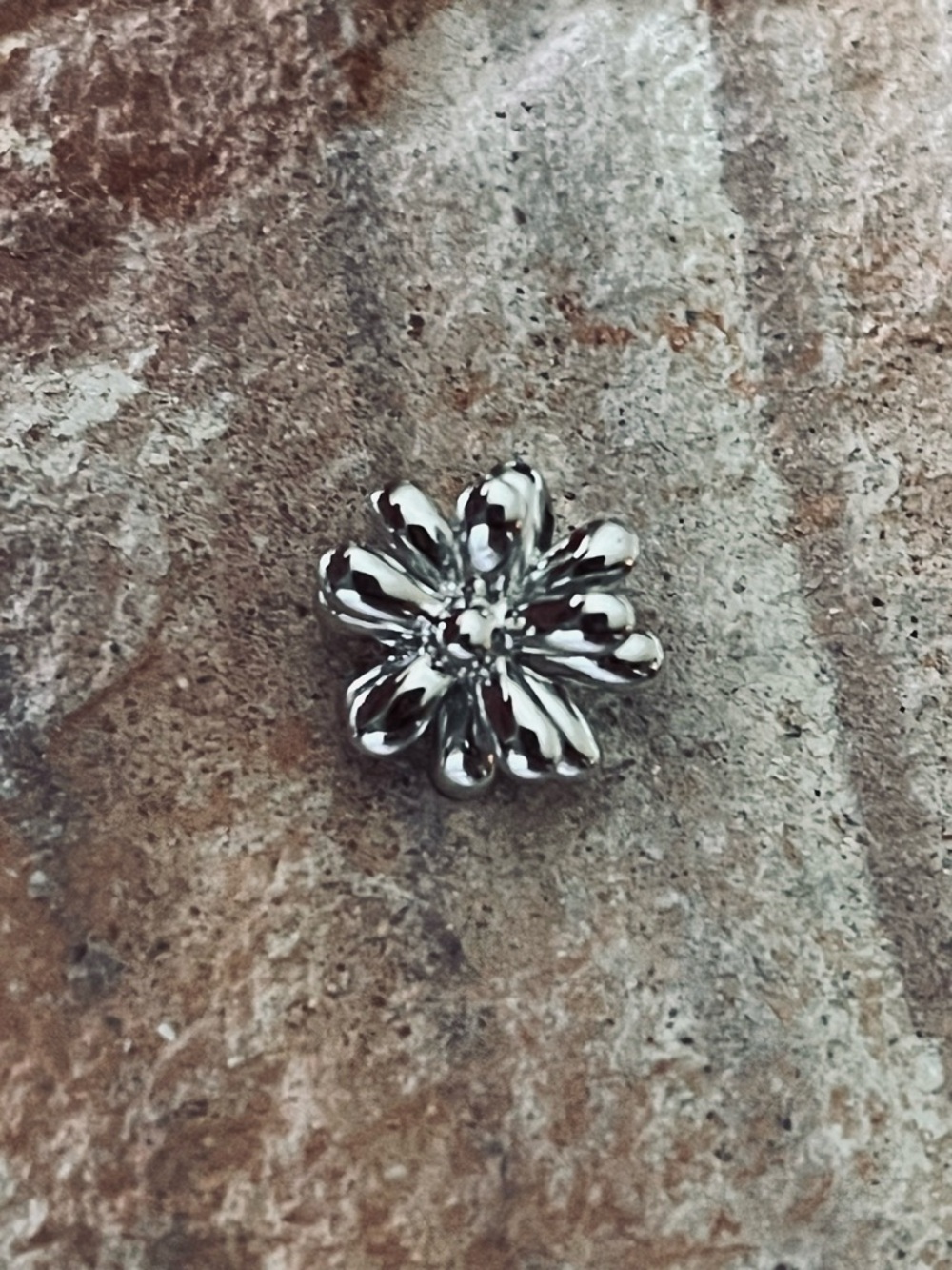 925 Sterling Silver Daisy Flower Charm with Hidden Bail